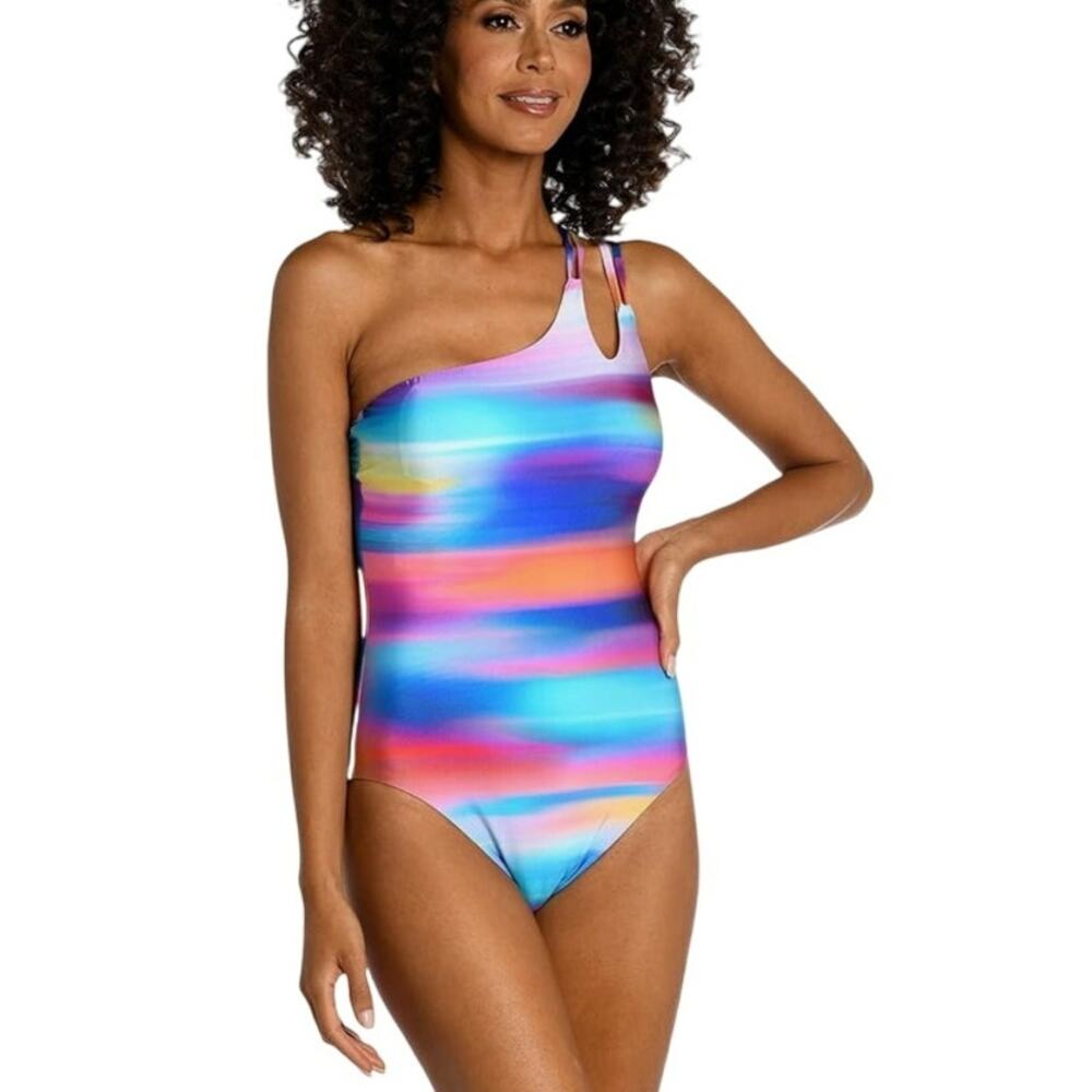 La Blanca Blue and Pink One Piece Swimsuit